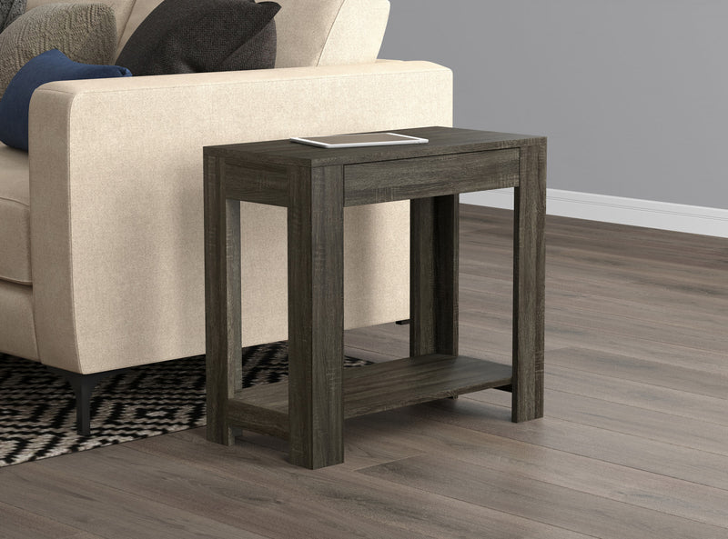 Table d’appoint étroite classique de 24 po avec rangement dissimulé et tablette inférieure - gris foncé 