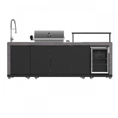 Forno Rimini Outdoor Kitchen, 62,600 BTU, 2.4 cu.ft. Refrigerator, Grey Countertops - FODKT2544BLK | Cuisine d'exterieur Rimini de, 62 600 BTU, refrigerateur de 2,4 pi³, comptoirs gris – FODKT2544BLK