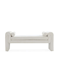 Banc d’appoint moderne et glamour Concord en chenille ivoire