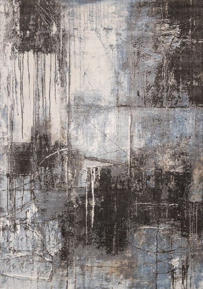 Hadley Grey Taupe Blue Distressed Design Rug, 5'3" x 7'7" Indoor Area Rug | Tapis Hadley au design decolore bleu gris taupe, 5'3" x 7'7"