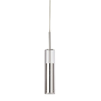 Luminaire suspendu Luna de Dainolite en verre transparent, avec fini chromé poli et ampoule à DEL de 6 W