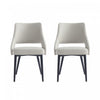 Chaise de salle a manger moderne Tremont en cuir vegetalien et metal, gris pierre - Lot de 2