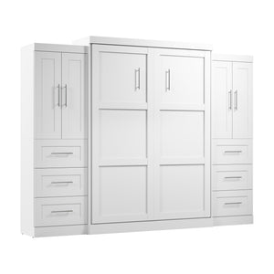 Grand lit escamotable Pur de Bestar de 115 po (L) avec armoires de rangement - blanc