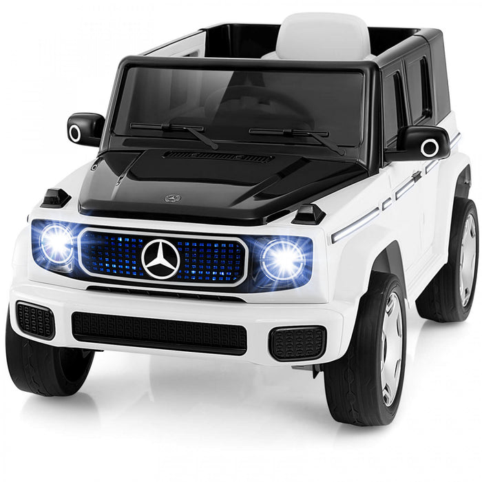 Costway License Mercedes-benz Eqg Enfants Ride On Car Avec Telecommande Batterie Detachable Blanc