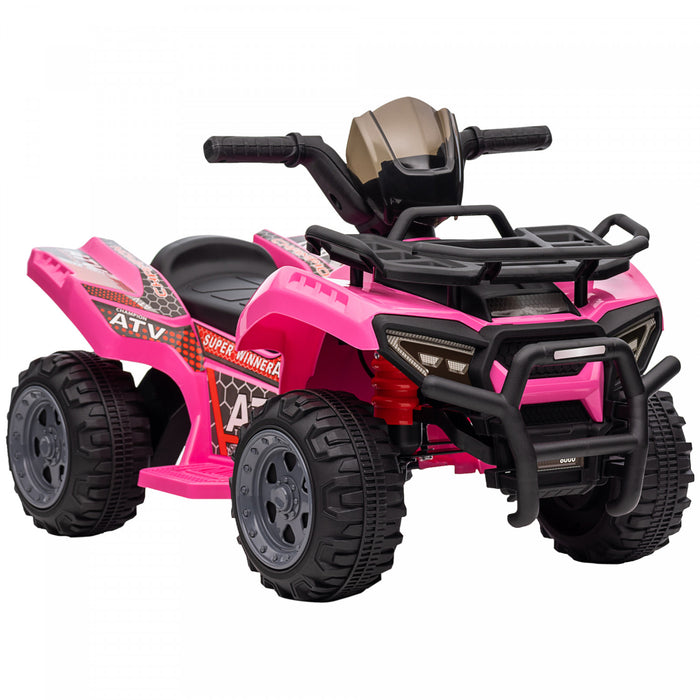 Aosom Voiture A Chevaucher 4 Roues Avec De Vrais Phares De Travail, Moto Alimentee Par Batterie 6 V Pour 18-36 Mois, Rose