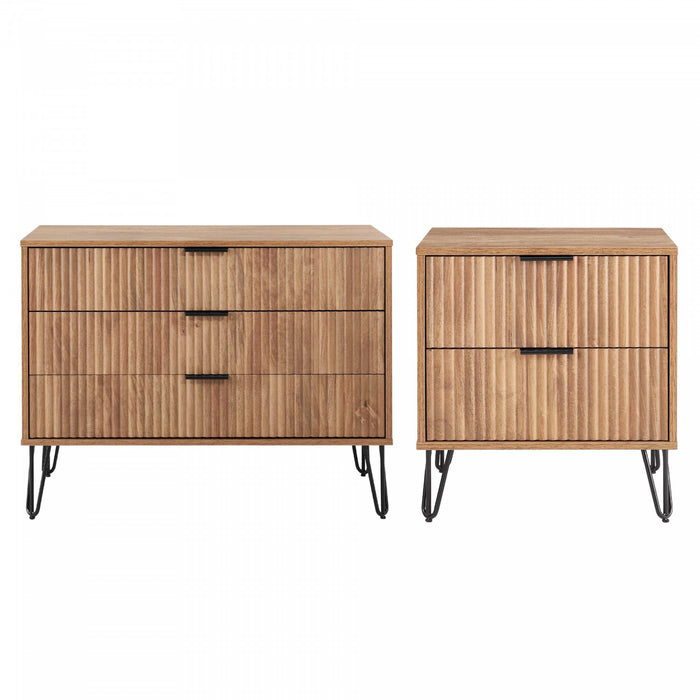 Ensemble moderne de commode 2 pieces Dumbo en brun dore