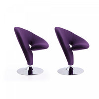  Fauteuil lounge pivotant moderne en laine melangee Curl, violet - Lot de 2
