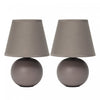 Ensemble de 2 mini lampes de table de Simple Designs à globe en céramique - gris