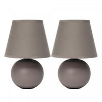 Ensemble de 2 mini lampes de table de Simple Designs à globe en céramique - gris