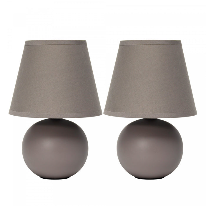 Ensemble de 2 mini lampes de table de Simple Designs à globe en céramique - gris