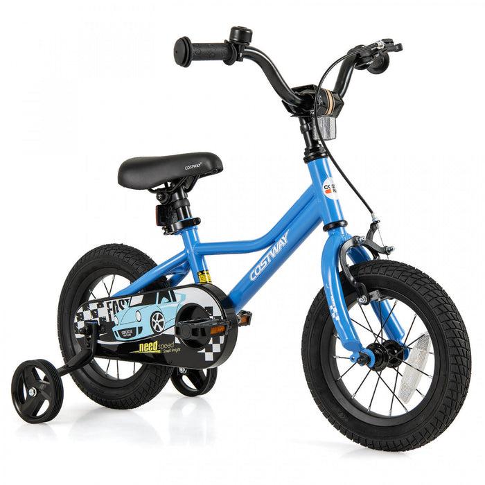 Costway 12\" Velo D'entrainement Pour Enfants Avec Roues D'entrainement Amovibles Pneumatiques Navy