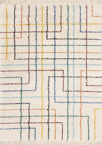 Carpette à poil long Bella à motifs zigzag géométriques de style bohème - 7 pi 10 po x 10 pi 10 po
