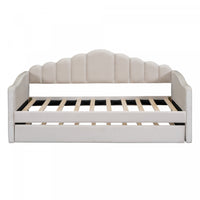  Lily Lit Relevable Capitonne avec Lit Gigogne et Ports de Chargement USB, Taille Twin, Beige