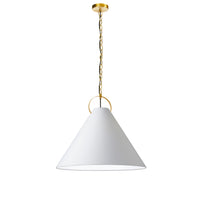 Luminaire suspendu Princeton de Dainolite de 24 po de diamètre avec abat-jour blanc, fini laiton vieilli et 1 ampoule