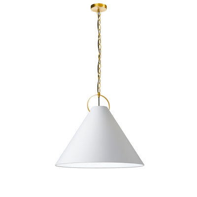 Dainolite Princeton 1 Light Pendant 24" Dia Aged Brass Finish White Shade Lamp|Luminaire suspendu Princeton de Dainolite de 24 po de diamètre avec abat-jour blanc, fini laiton vieilli et 1 ampoule