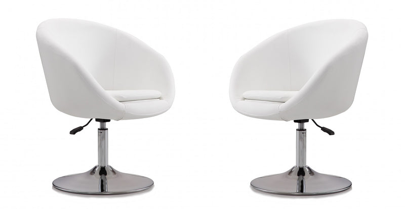 Fauteuil lounge pivotant moderne Hopper en tissu blanc - Lot de 2