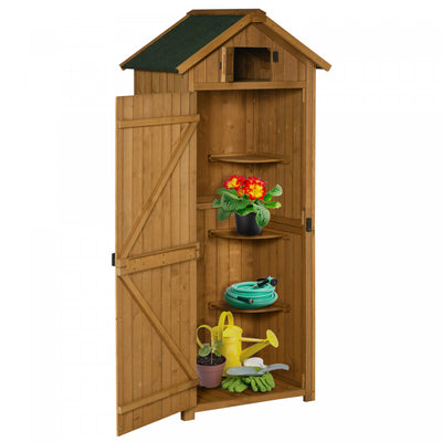 Outsunny 30" X 21" X 71" Garden Storage Shed, Outdoor Storage Shed With 3 Tier Shelves, Workshop Yar|Outsunny Abri De Jardin 30"x21"x71", Abri De Jardin Avec Etageres, Marron