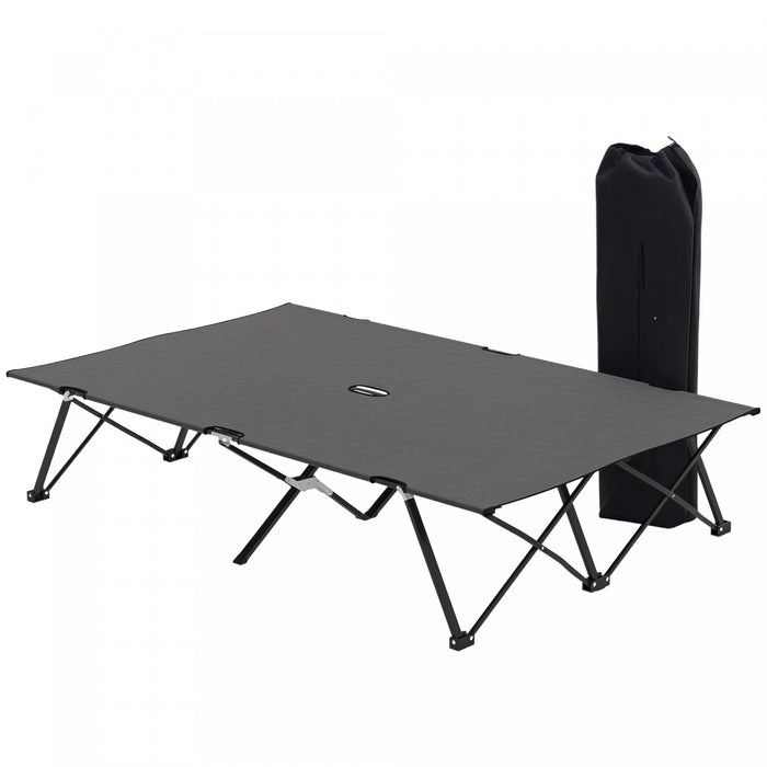 Outsunny Lit de Camping Pliant 2 Personnes avec Sac de Transport, Gris Fonce