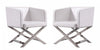 Fauteuil d’appoint contemporain en cuir vegetalien blanc Hollywood – Lot de 2