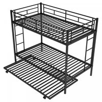 Tammy – Lit Superpose Simple En Metal Avec Lit Gigogne, Design Gain De Place – Noir