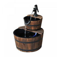 Fontaine A Eau En Bois A 2 Niveaux Outsunny Avec Fonction De Cascade De Pompe Electrique Decoration