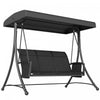 Outsunny Balancoire D'exterieur Pour 3 Personnes Avec Auvent Reglable, Noir