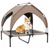 Pawhut Lit Sureleve Pour Chien Avec Auvent, Lit Rafraichissant, Lit Sureleve Portable Avec Maille Respirante Lavable, Pour Interieur Et Exterieur, Moyens Grands Chiens, 36\" X 30\" X 35\", Cafe