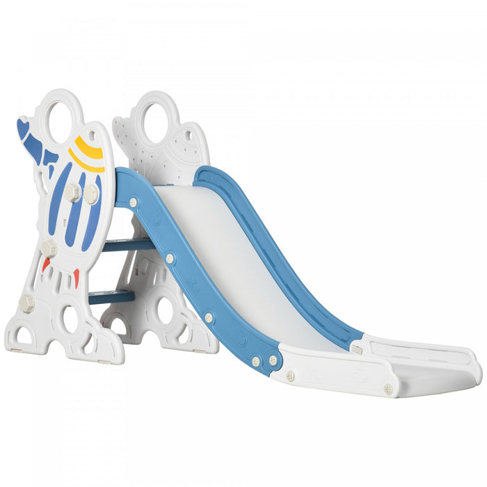 Qaba Toboggan D'interieur Pour Enfants De 1.5 A 3 Ans, Toboggan D'escalade Sur Le Theme De L'espace, Bleu