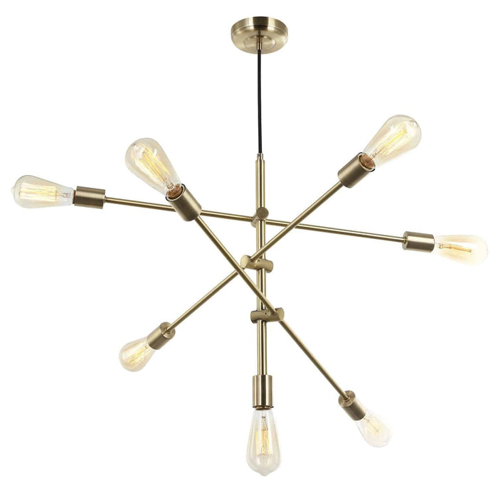 Luminaire suspendu Alexa réglable de Dainolite avec fini laiton vieilli et 7 ampoules