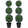 HOMCOM Lot de 2 Plantes Artificielles en Pot Arbres Boules avec Fleurs de Lavande, 110 cm