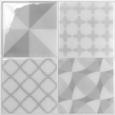 Smart Tiles Peel and Stick 4-Sheet 9 x 9 Backsplash - Vintage Leone|Dosseret Smart Tiles peler et coller 9 x 9, 4 feuilles - Vintage Leone