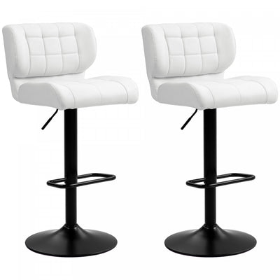 HOMCOM Adjustable Bar Stools Set of 2 with Footrest Back for Dining Room