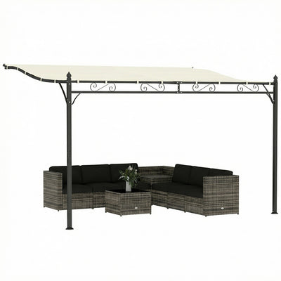 Outsunny 11.5' x 8.2' Outdoor Pergola, Lean to Pergola, Cream White