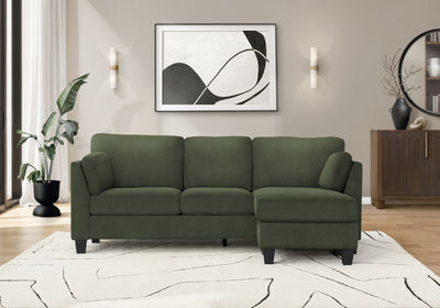 Upholstered Sofa Chaise Lounger, Chaise Lounge, Dark Green Fabric, Modern, Contemporary Sofa | Canape Chaise Longue Rembourre, Tissu Vert Fonce, Moderne, Contemporain