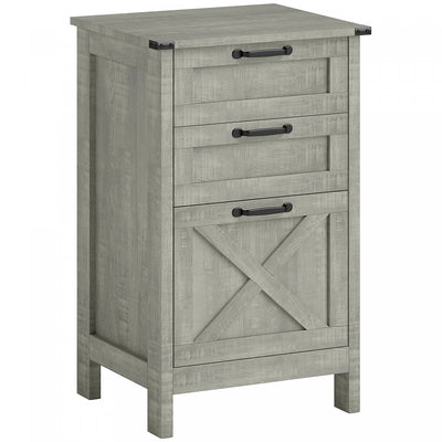 HOMCOM 3 Drawer File Cabinet Filing Cabinet for A4 Letter Size Stone Grey