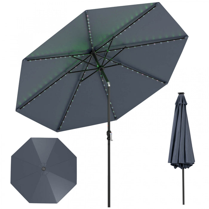 Parasol solaire Costway 10 FT avec 96 LED, inclinaison reglable a 35°, haut ventile, marine