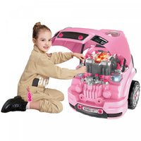 Qaba Ensemble De Jouets De Moteur De Camion Pour Enfants, Mecanicien, Atelier De Jeu De Demontage De