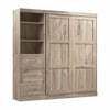 Lit double escamotable mural Pur de Bestar de 84 po avec tiroirs - brun rustique