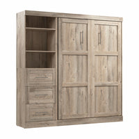 Lit double escamotable mural Pur de Bestar de 84 po avec tiroirs - brun rustique
