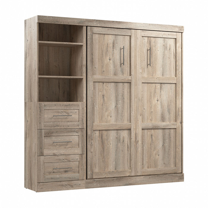 Lit double escamotable mural Pur de Bestar de 84 po avec tiroirs - brun rustique