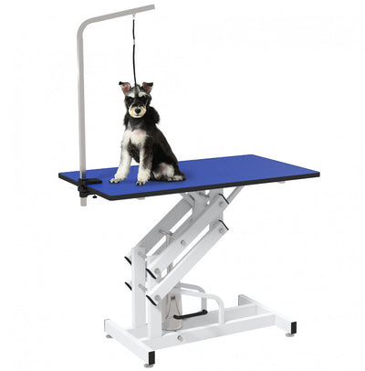 Pawhut Dog Grooming Table, Deluxe Professional Pet Grooming Table For Larger Dogs Z-lift Hydraulic W|Pawhut Table De Toilettage Deluxe Professionelle Hydraulique Pour Chien Avec Bras Coulant, Bleu