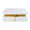 Table Basse Carree Marcia De 33,5\" En Bois Composite Avec Tiroirs De Rangement, Blanche