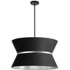Luminaire suspendu Caterine de Dainolite de 24 po de diamètre, avec abat-jour noir, anneau argenté, fini noir mat et 4 ampoules