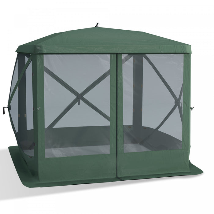 Outsunny Gazebo Maison De L'ecran Camping Tente D'installation Instantanee Pour 3 A 4 Personnes Materiau 210d Avec Sac De Transport Et Piquets De Sol, Vert