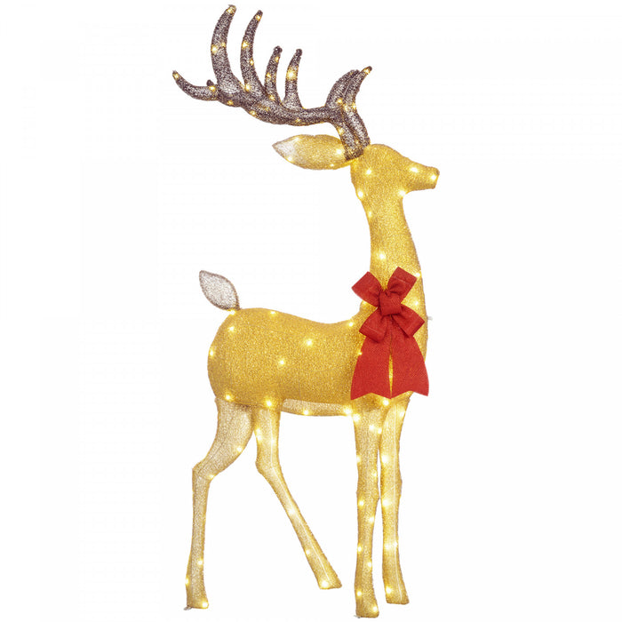 Outsunny Decoration de Noel renne lumineux avec 137 lumieres LED, Dore