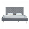 Lit king moderne Crosby en velours gris capitonne