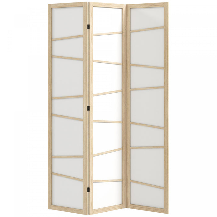 HOMCOM Paravent Pliable, Ecran de Confidentialite a 3 Panneaux, Bois Naturel