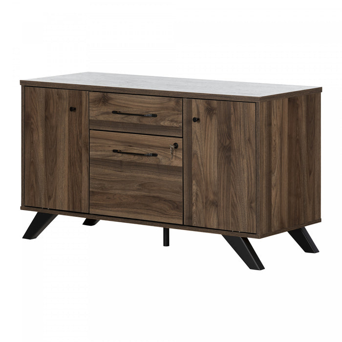Helsy Credence 2 Tiroirs Avec Portes - Noyer Naturel