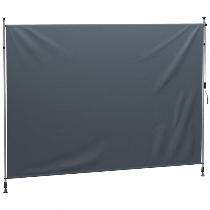 Outsunny Auvent De Patio Retractable, Ecran De Confidentialite, Gris Fonce