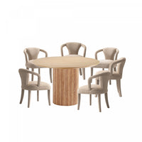  Ensemble de salle a manger moderne industriel chic Hathaway et Palmer 7 pieces en ivoire et naturel